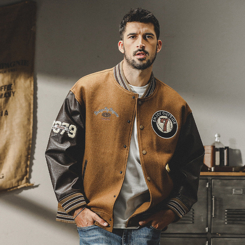 720g Baseball Clothing, Loose Fit, American Casual, Retro Cargo Jacket