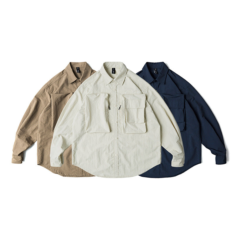 New for Spring: Solid Color 3D Pocket Turndown Collar Shirt
