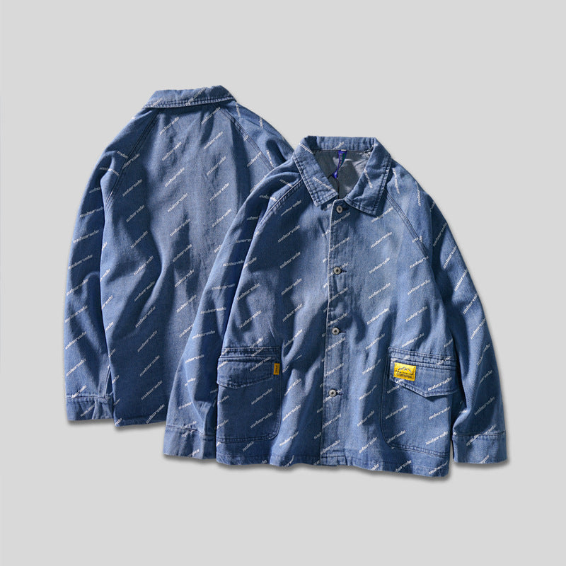 New for Spring Alphabet Denim Long Sleeve Shirt