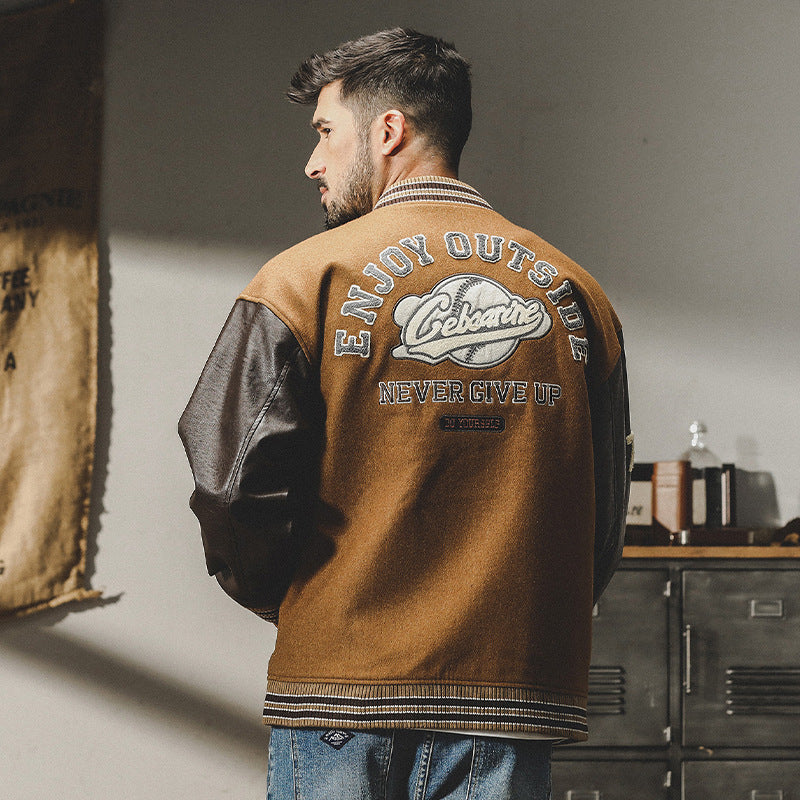 720g Baseball Clothing, Loose Fit, American Casual, Retro Cargo Jacket