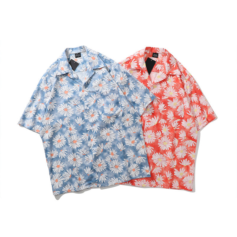 New for summer: Graffiti floral print short-sleeved shirt