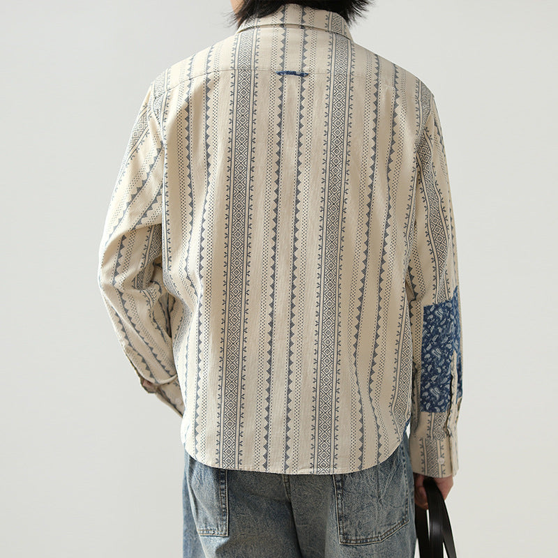 New Spring Ethnic Navajo Cashew Nut Long Sleeve Shirt