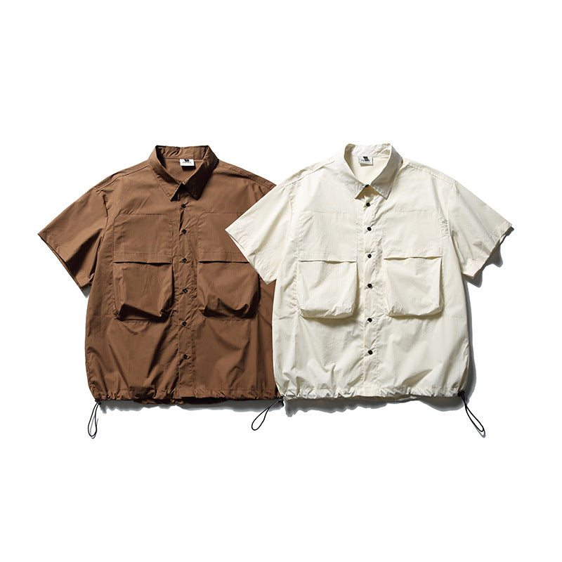New for summer: Solid color 3D pocket short sleeve shirt