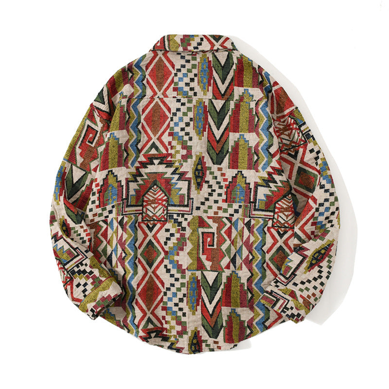 New for Spring: Ethnic Geometric Print Long Sleeve Shirt