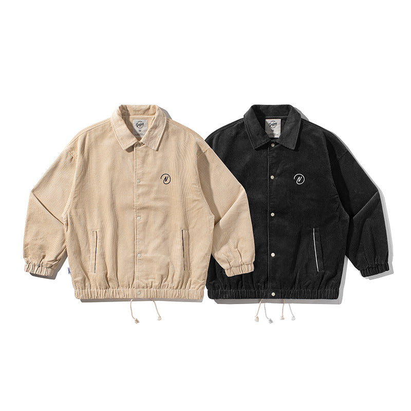 Plain corduroy embroidered skipper jacket