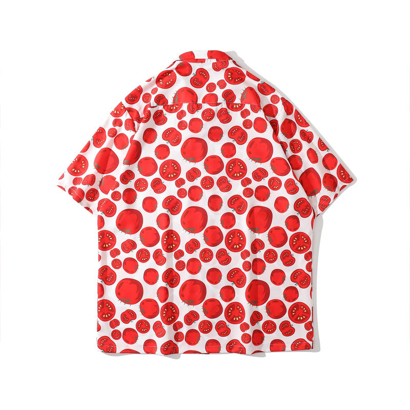 New summer tomato print short sleeve shirt