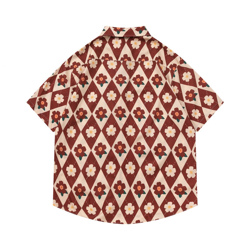 New summer check print short sleeve shirt