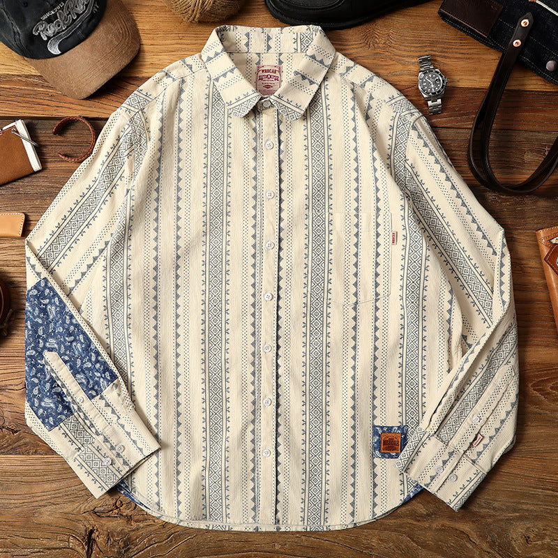 New Spring Ethnic Navajo Cashew Nut Long Sleeve Shirt