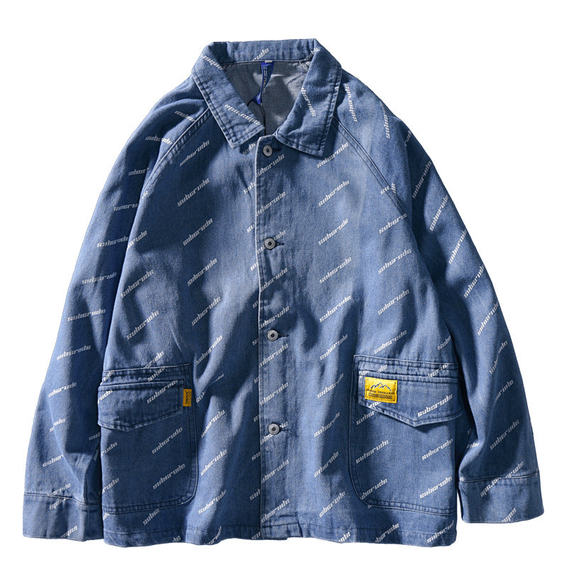 New for Spring Alphabet Denim Long Sleeve Shirt