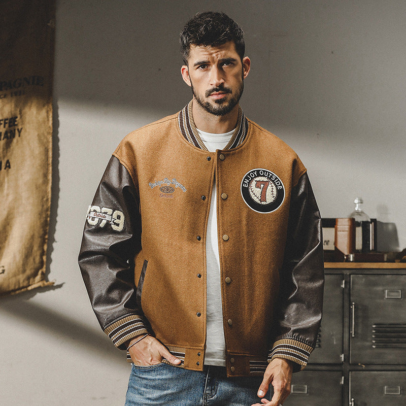 720g Baseball Clothing, Loose Fit, American Casual, Retro Cargo Jacket