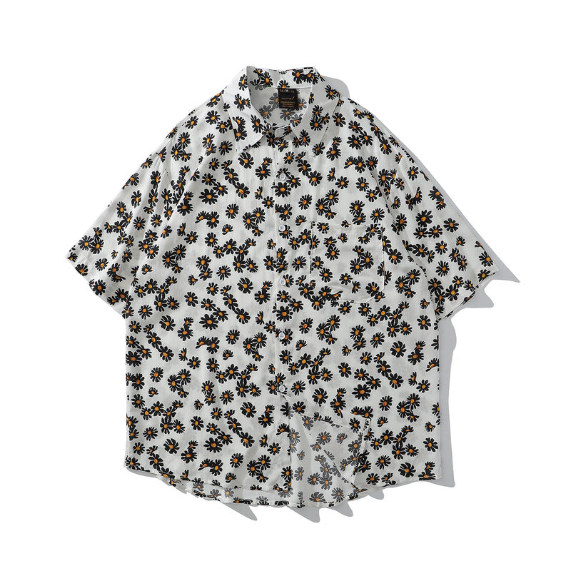 New summer daisy print short sleeve shirt