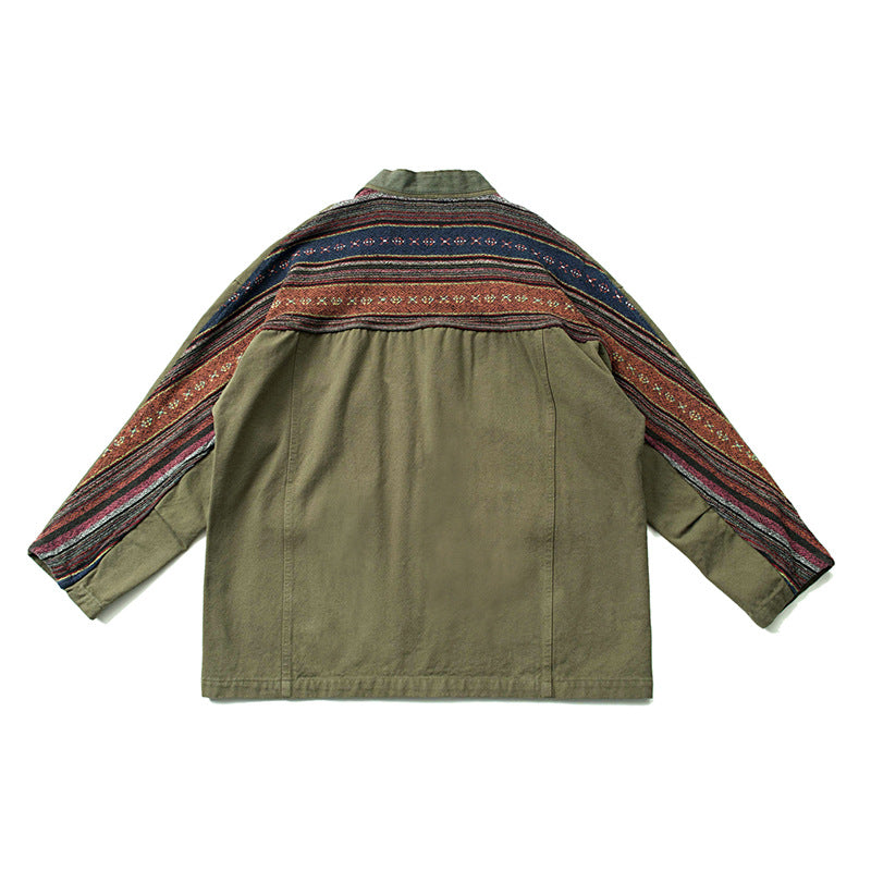 Sanjuro Kimono Jacket, Ethnic-style Classic Color-block Jacket