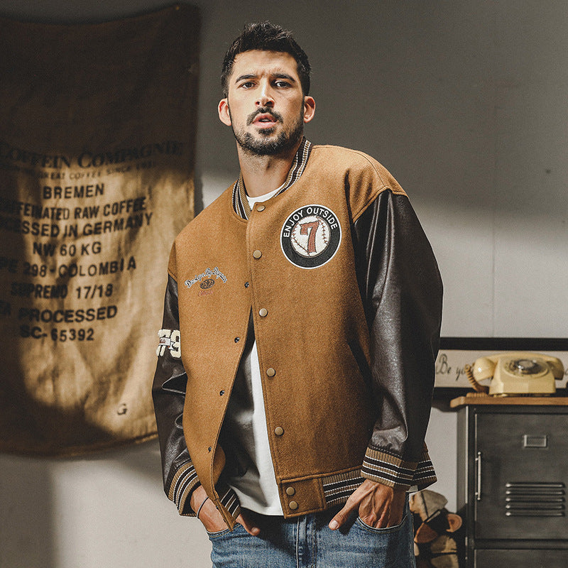 720g Baseball Clothing, Loose Fit, American Casual, Retro Cargo Jacket
