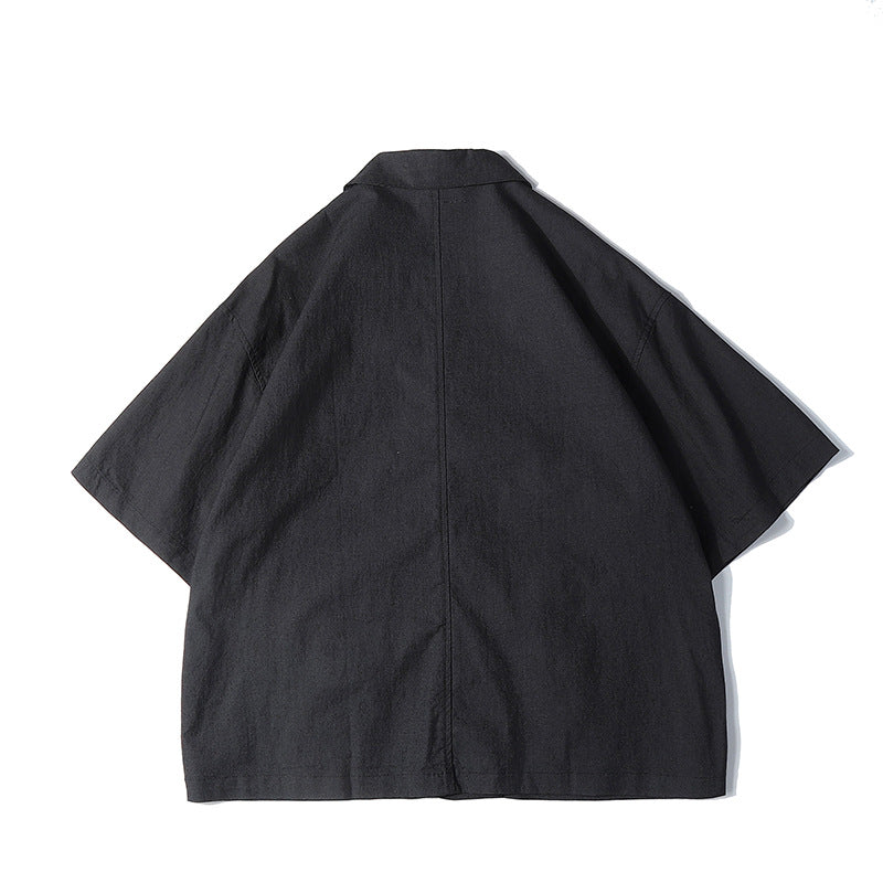 New for summer: Plain suit shirt with folded collar and short sleeves