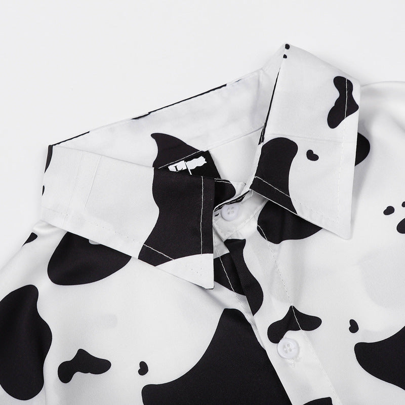 Dairy cow dot print short sleeve shirt
