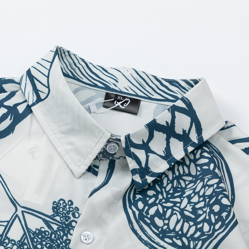 Botanical print short-sleeved shirt