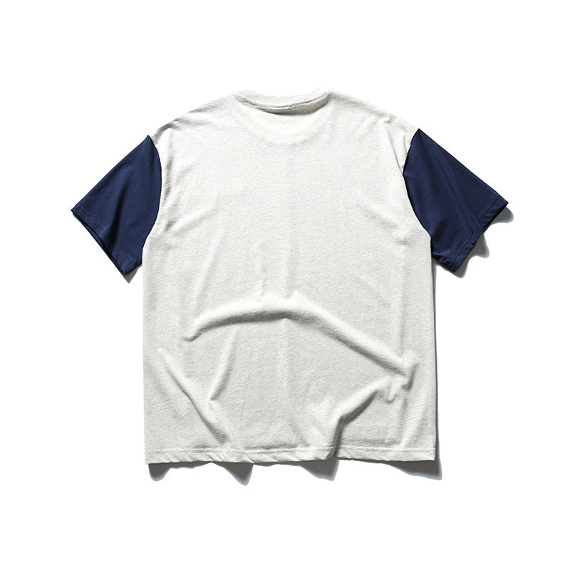 夏新作配色切替半袖Tシャツ