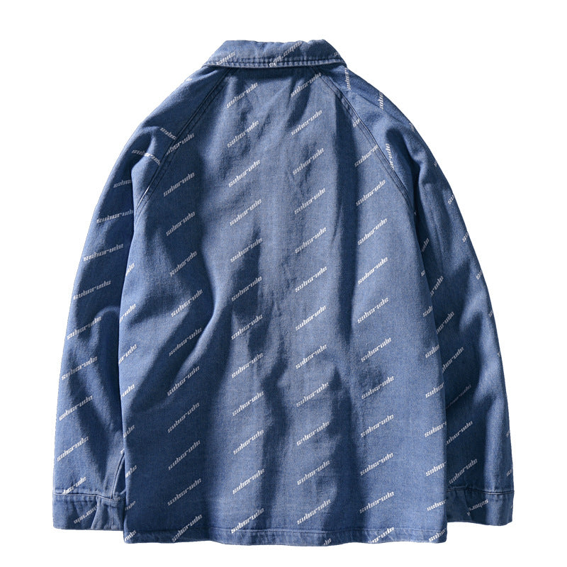 New for Spring Alphabet Denim Long Sleeve Shirt