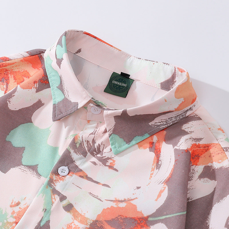 New Spring Vintage Floral Print Long Sleeve Shirt