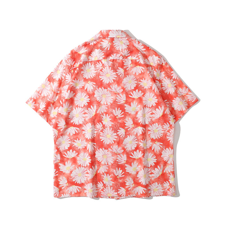 New for summer: Graffiti floral print short-sleeved shirt