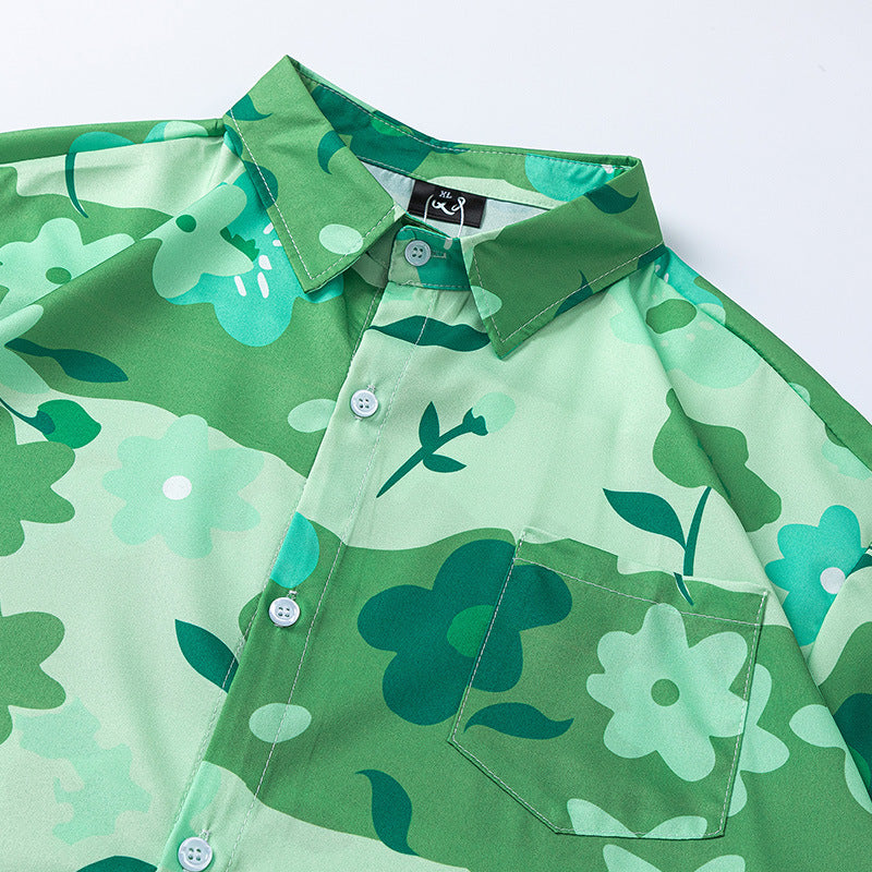 New for summer: Hawaiian floral print short-sleeved shirt