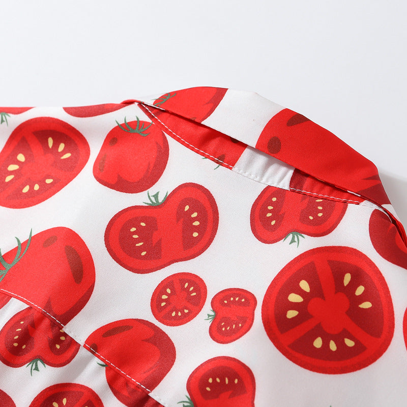 New summer tomato print short sleeve shirt