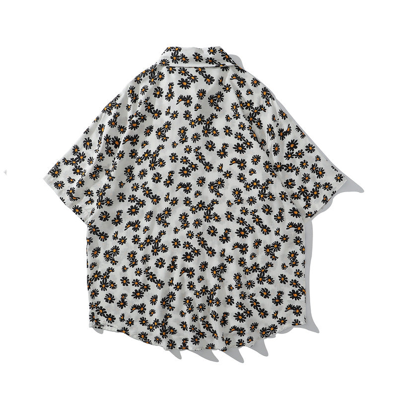 New summer daisy print short sleeve shirt