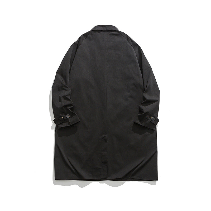 Spring plain turn-down collar mid-length/long coat