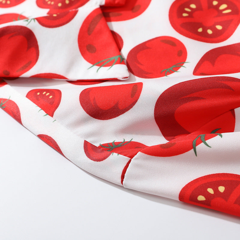 New summer tomato print short sleeve shirt