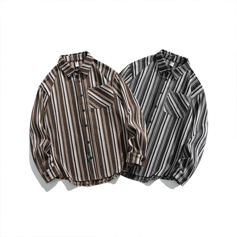 Striped long-sleeved shirt with pocket