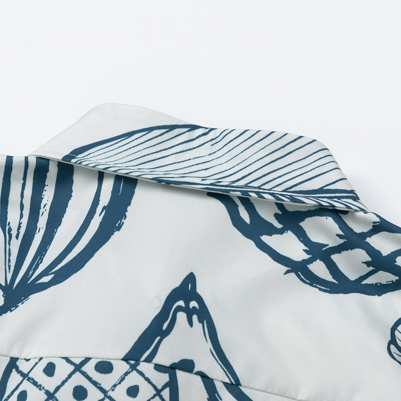 Botanical print short-sleeved shirt