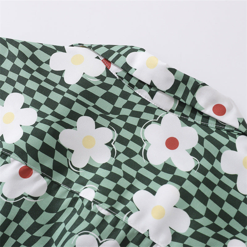 New summer check print short sleeve shirt