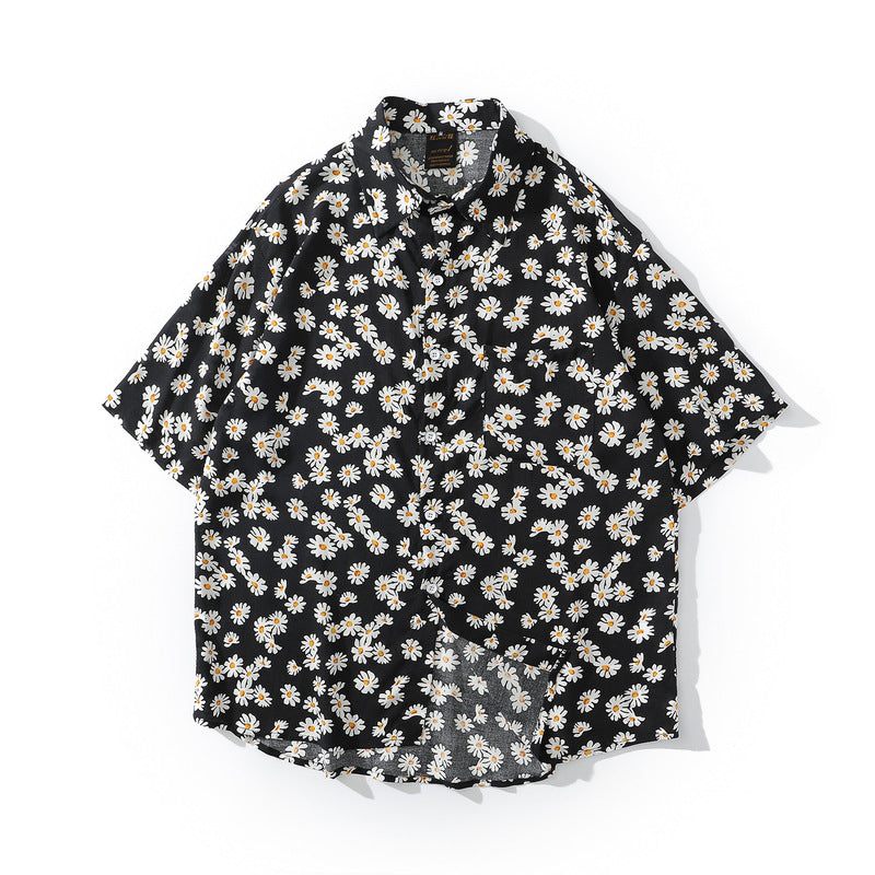 New summer daisy print short sleeve shirt