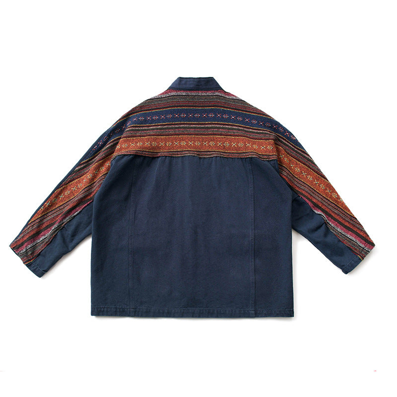 Sanjuro Kimono Jacket, Ethnic-style Classic Color-block Jacket