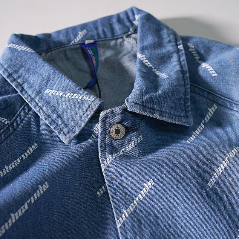 New for Spring Alphabet Denim Long Sleeve Shirt