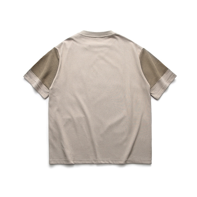 夏新作切替配色100%コットンTシャツ