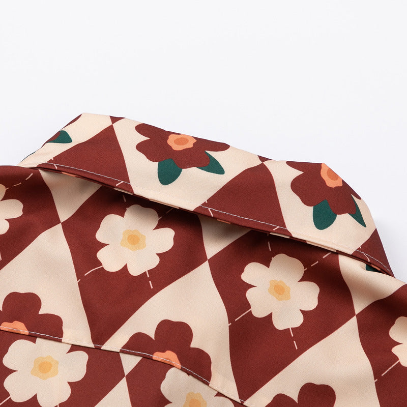 New summer check print short sleeve shirt