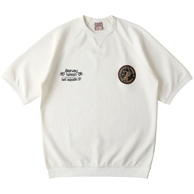 290g Raglan Tee with Embroidered Badge and Retro Print
