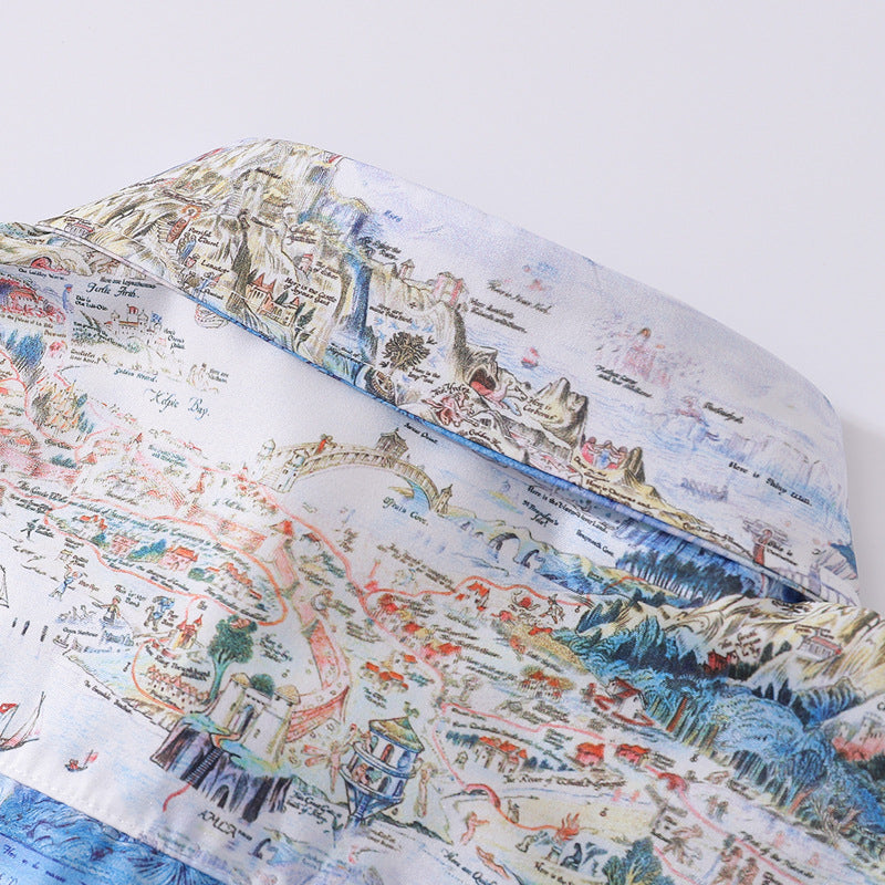natural charm landscape print illustration long sleeve shirt