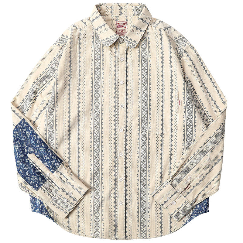 New Spring Ethnic Navajo Cashew Nut Long Sleeve Shirt