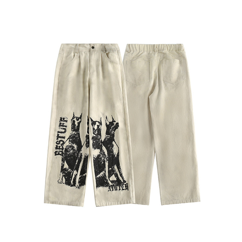 Graffiti Doberman Washed Pants