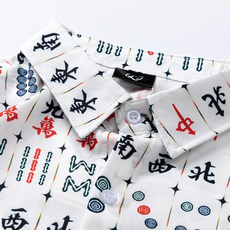 New for summer: Mahjong print short-sleeved shirt