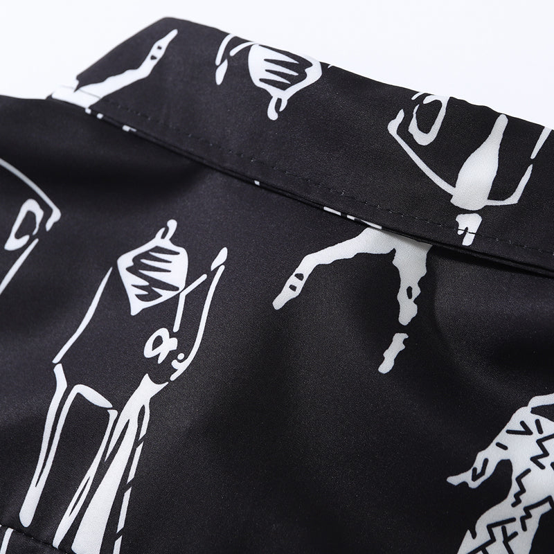 Classic black printed long-sleeved shirt
