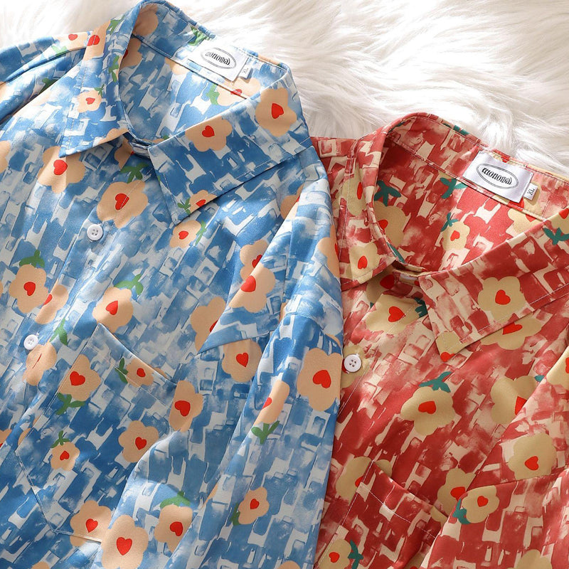 New Summer Floral Print Short Sleeve Shirt