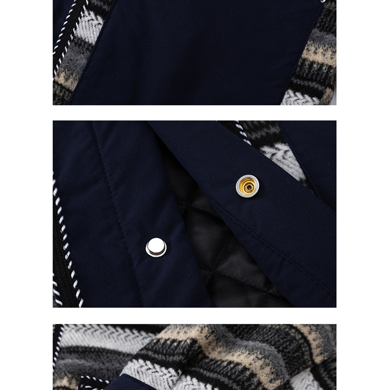 Switched blouse collar ethnic style jacket