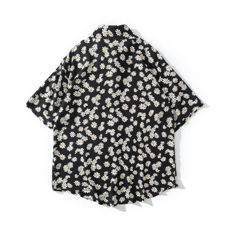 New summer daisy print short sleeve shirt