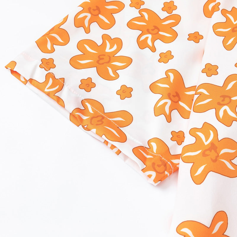New for summer: floral print short-sleeved shirt