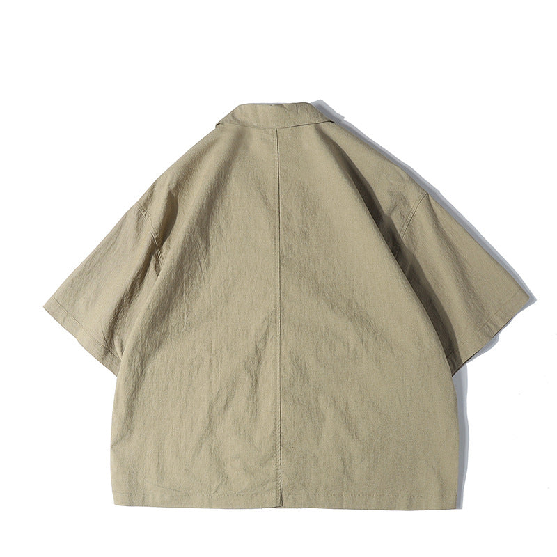 New for summer: Plain suit shirt with folded collar and short sleeves