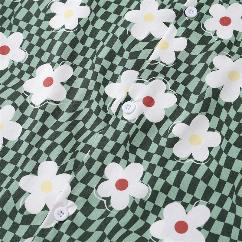 New summer check print short sleeve shirt
