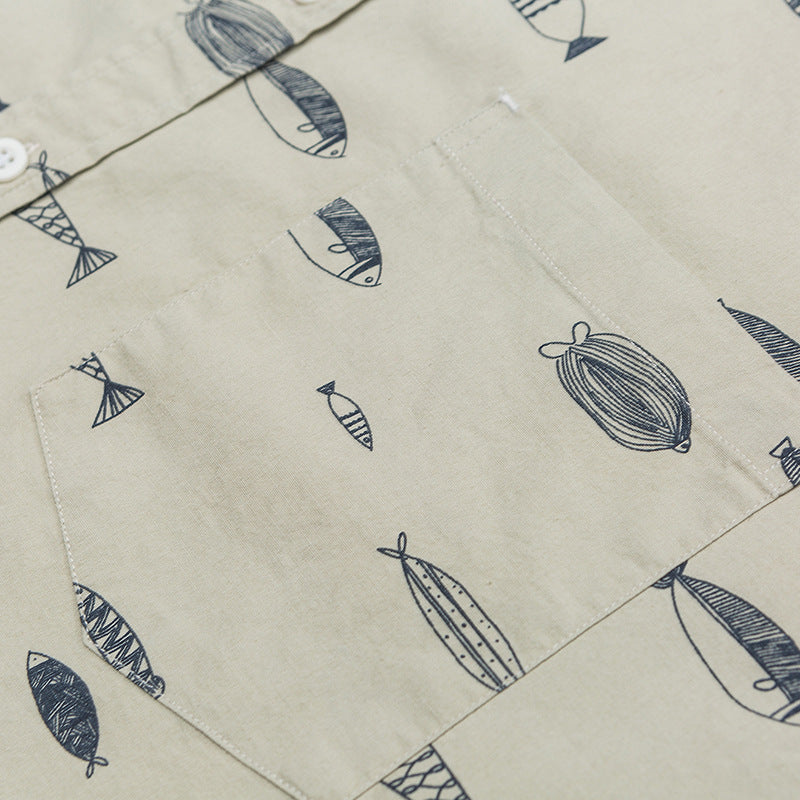 New for summer: Fish print short-sleeved shirt